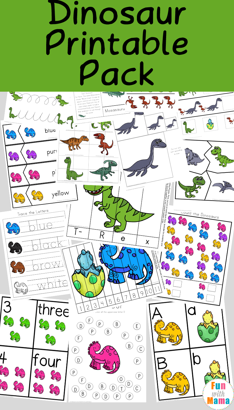 Dinosaur Preschool Printable Pack Fun with Mama