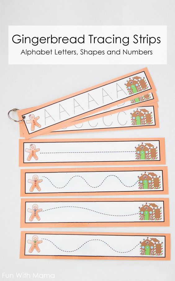 Gingerbread Pre-writing Tracing Strips - Fun with Mama