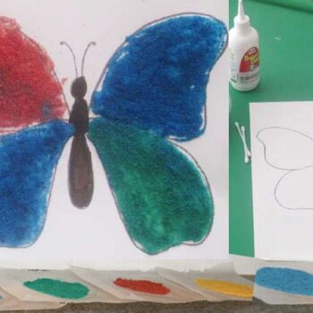 Here is a butterfly themed colored salt printable activity that is fun for kids to use their colored salt or glitter