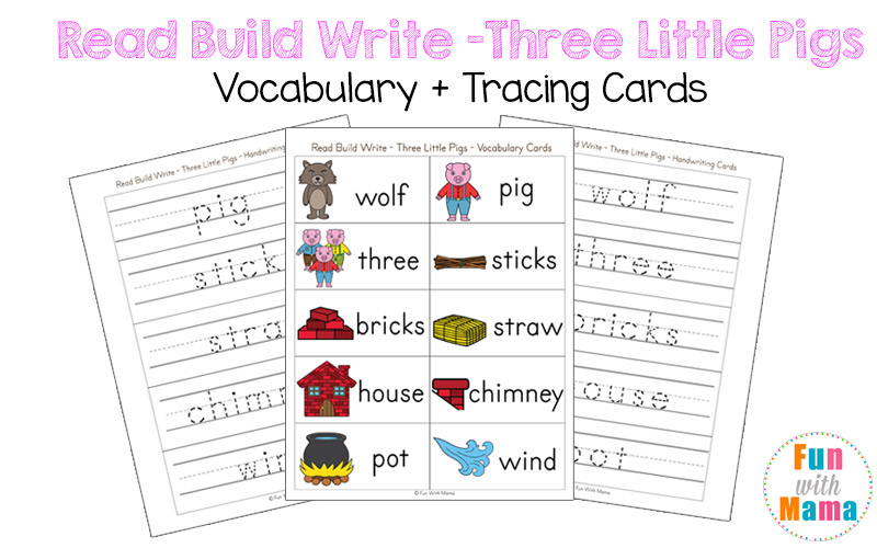 three little pigs vocabulary cards