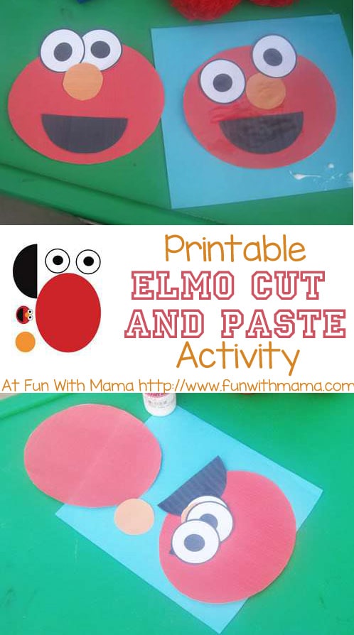 Here is a printable elmo cut and paste activity that is wonderful for toddlers and preschoolers. Kids can place Elmo's eyes, mouth and nose in their place. This is a wonderful visual perception activity!
