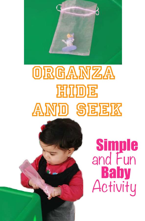 Baby activity called organza hide and seek