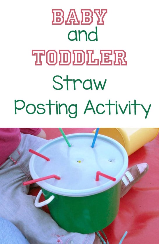Baby and toddler straw posting fine motor activity