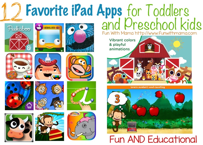 best favorite children's ipad apps for toddlers and preschool kids age 1 2 3 and 4 year old