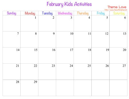february kids activities calendar and curriculum of a schedule of our activities for my toddler and elementary aged kids art and craft projects