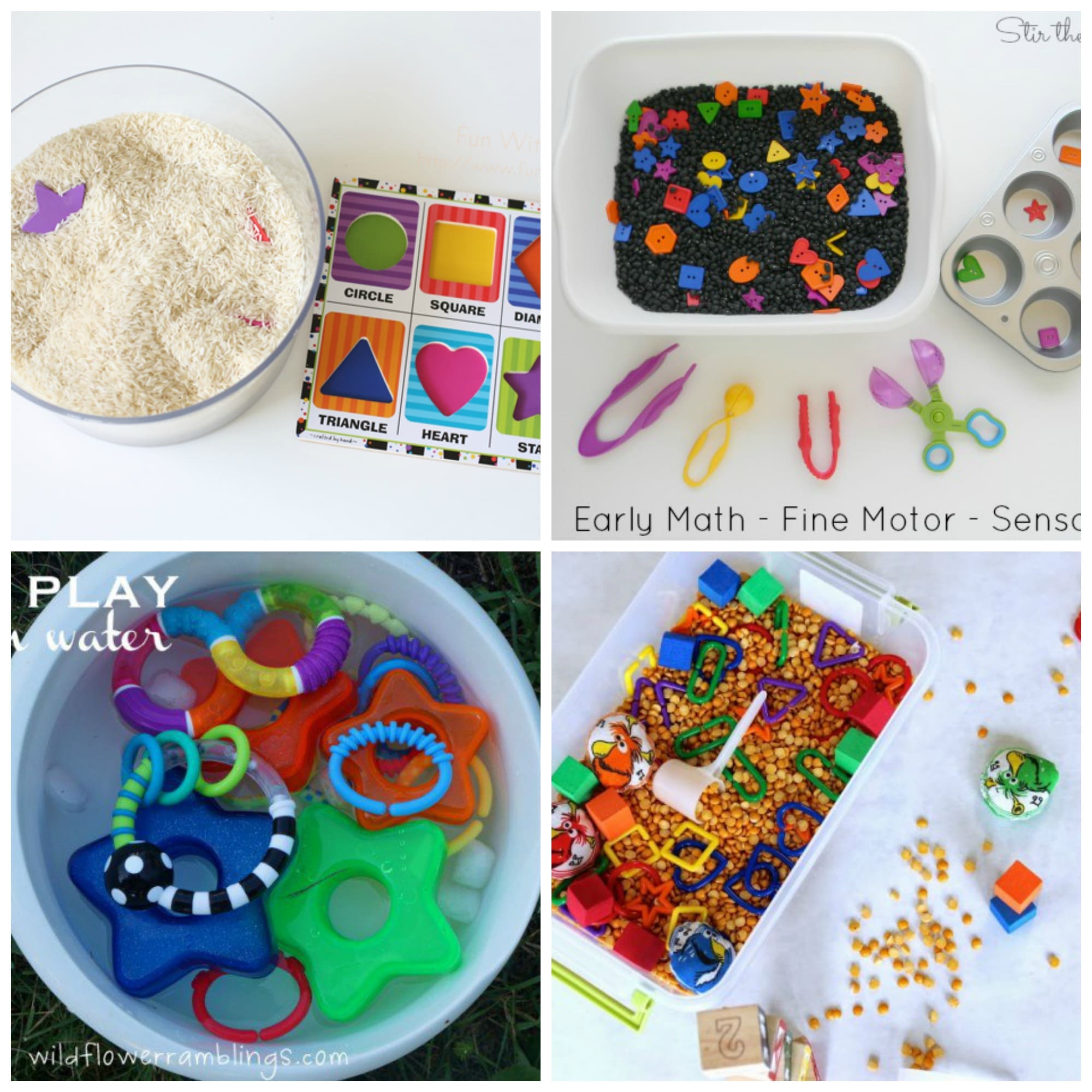 12 Shapes Preschool Sensory Bins - Fun with Mama