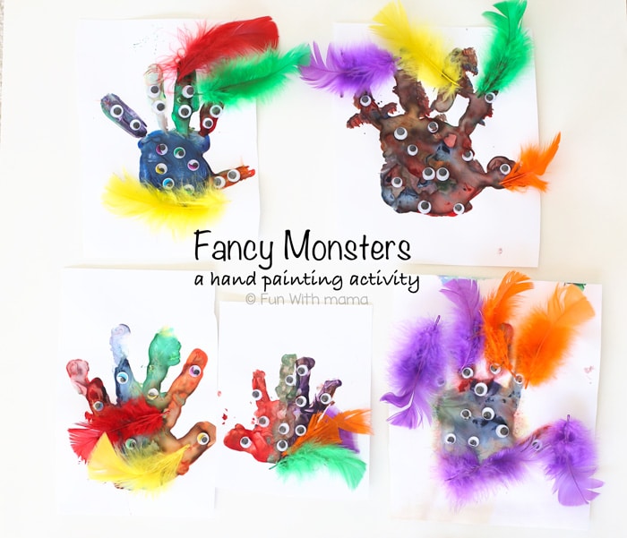 Fancy Monster Finger Paint Hand Prints - Fun with Mama