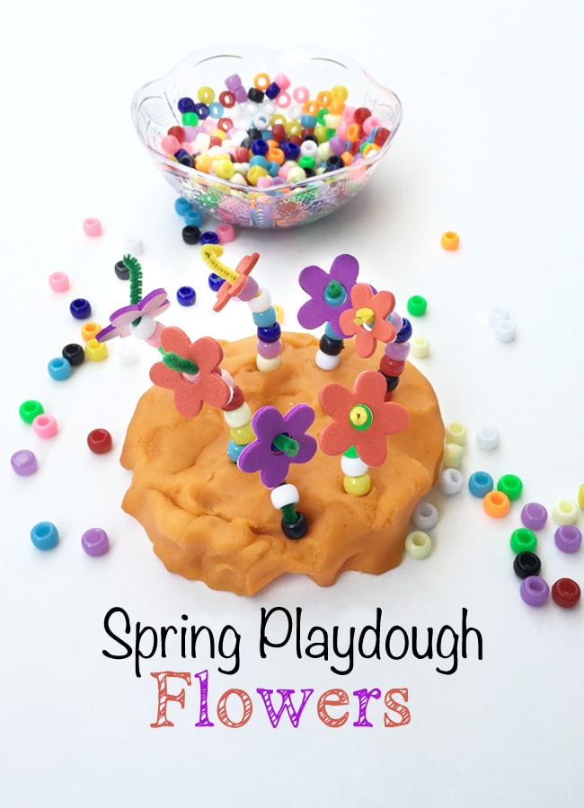spring toddler fine motor play dough activity
