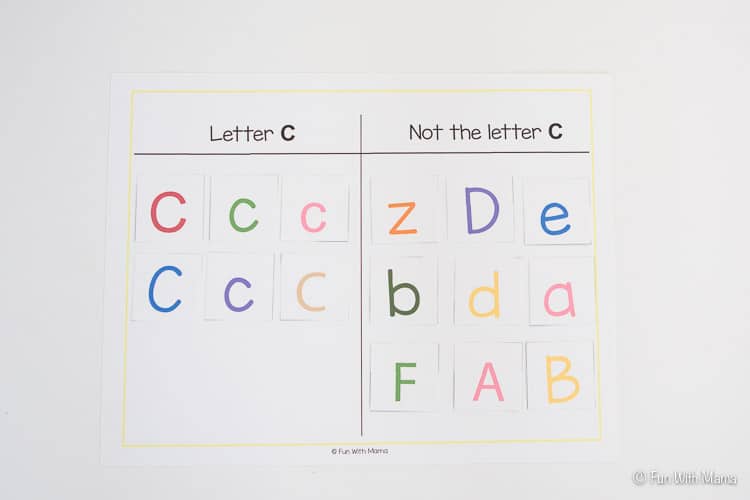 letter c sorting printable