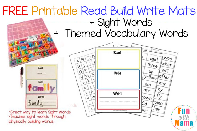 free read build write mats templates and sight words