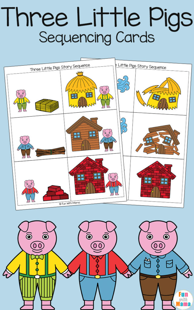 three little pigs story sequencing cards