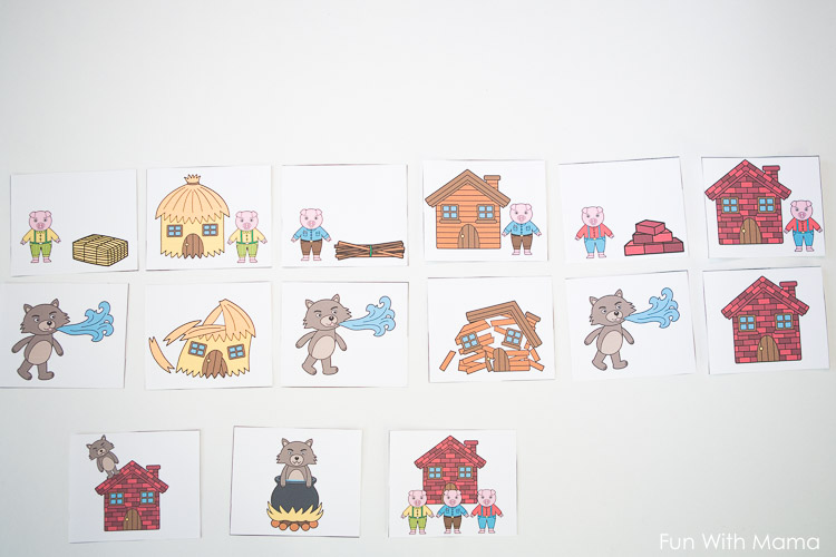 three little pigs printable sequencing cards