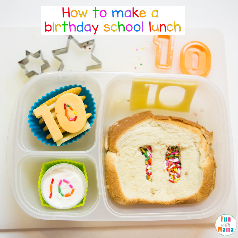 Bento Birthday School Lunch Ideas and Sprinkle Sandwich - Fun with Mama