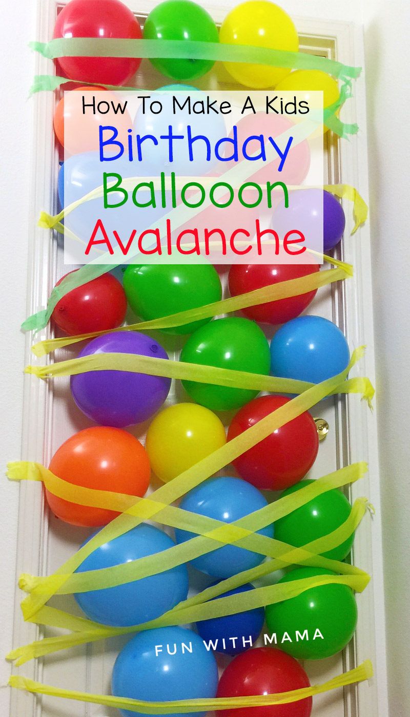 How to make a kids birthday balloon avalanche where balloons fall from the ceiling or door to make your child feel extra special. Watch the how to video too