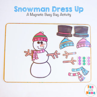 snowman dress up busy bags for kids