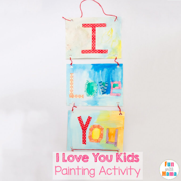 Valentine's Day Crafts I Love You Painting Activity for Kids - Fun with ...