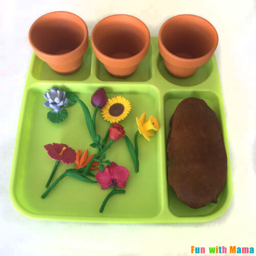 Preschool Spring Flower Planting Play Dough Activity - Fun with Mama