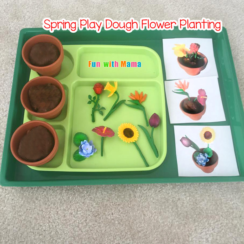 spring playdough flower planting activity