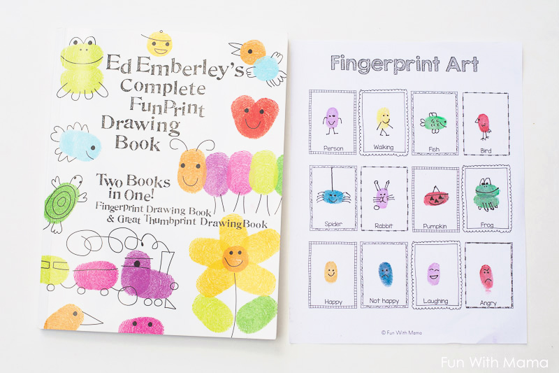 Fingerprint Art Drawing Ideas with Printable Drawing