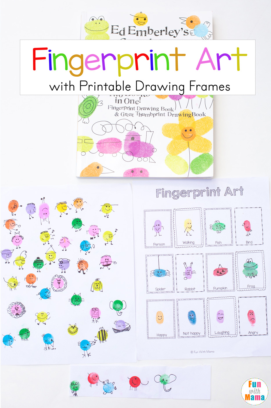 Fingerprint Art Drawing Ideas with Printable Drawing Frames Fun with Mama