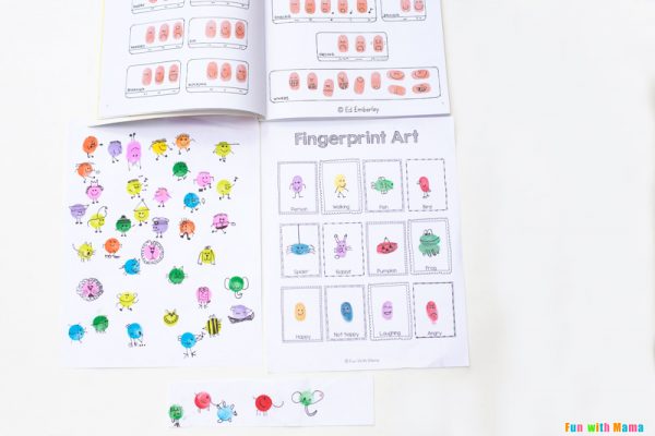 Fingerprint Art Drawing Ideas with Printable Drawing Frames - Fun with Mama