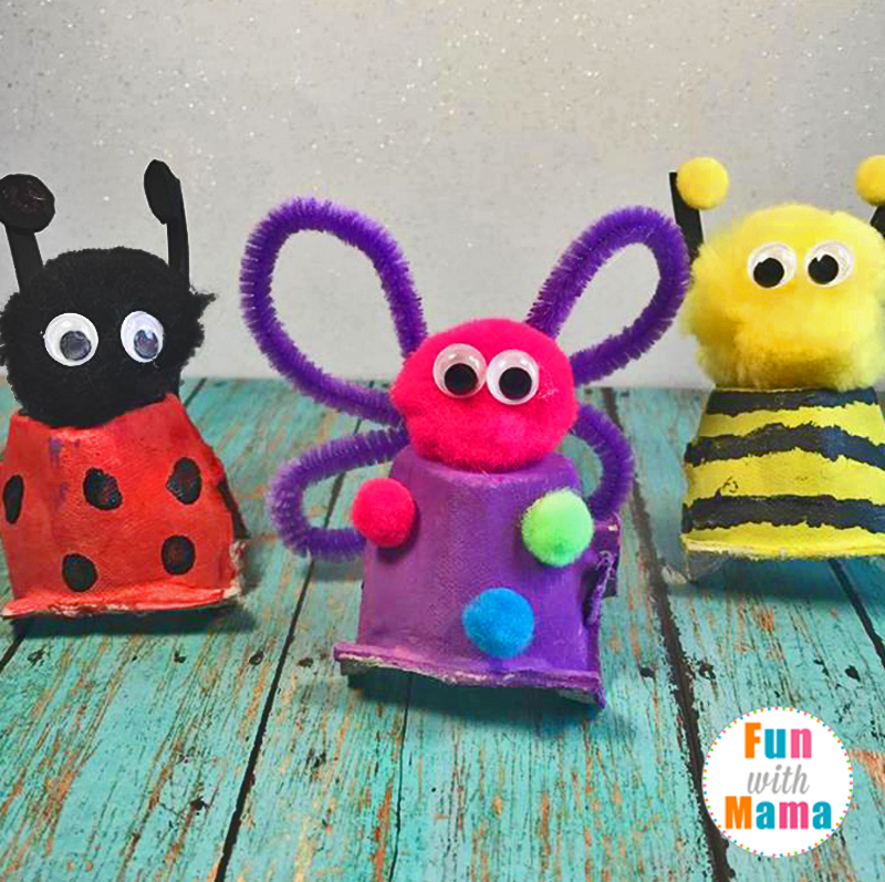 Egg carton crafts spring bugs