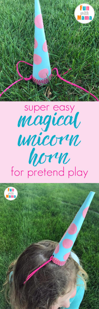 How To Make A Super Easy Unicorn Horn For Pretend Play. With just a few simple craft supplies you can help your child make this adorable unicorn horn full of magic and wonder.