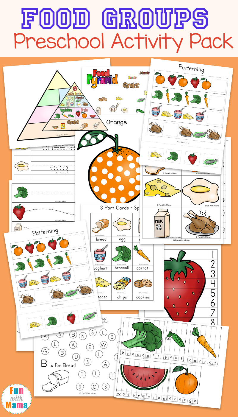 Food Groups Preschool Activity Pack - Fun with Mama