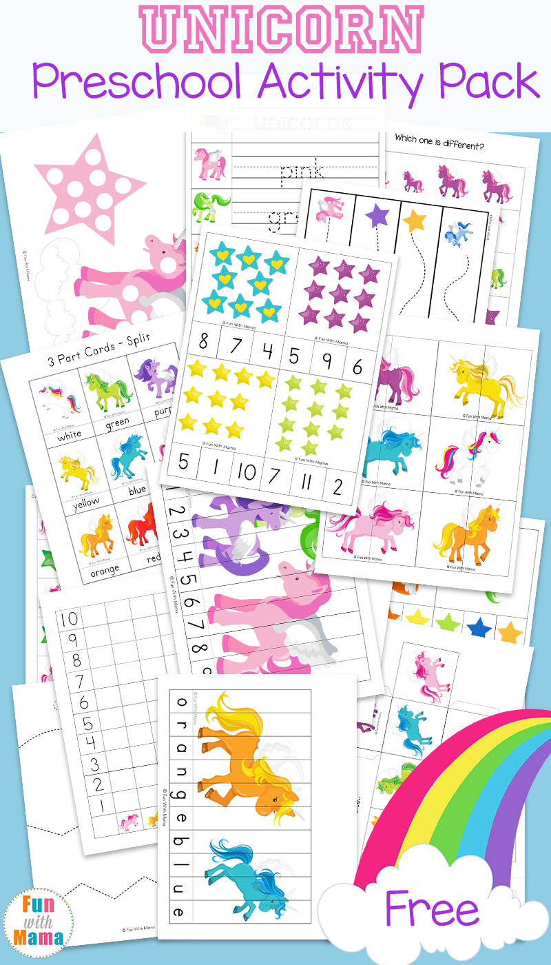 unicorn preschool activity pack fun with mama