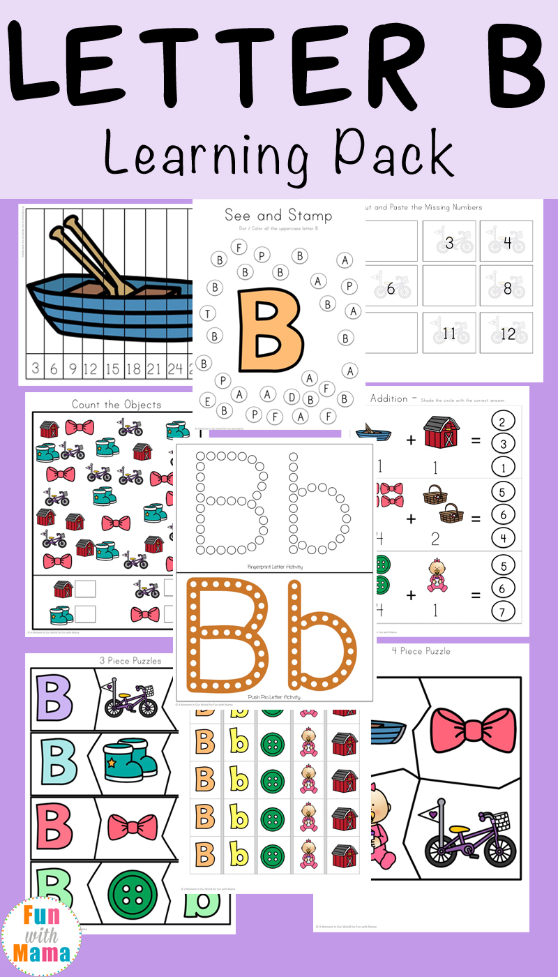 Letter B Preschool Printable Pack - Fun with Mama