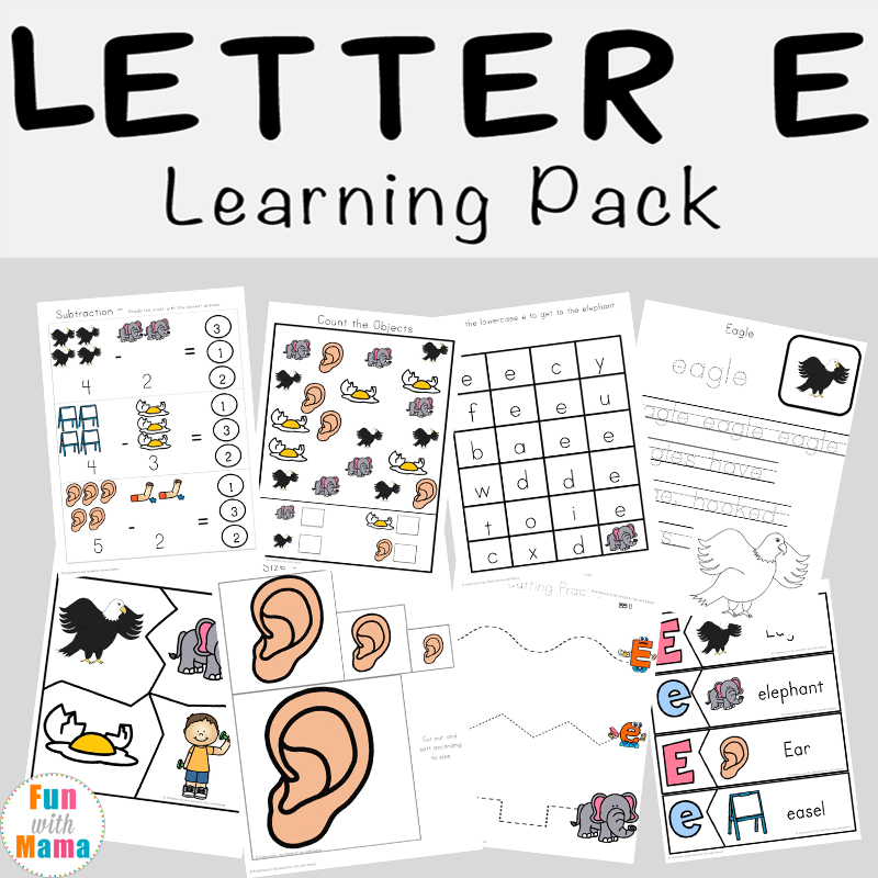 Letter of the week: LETTER E-NO PREP WORKSHEETS- LETTER E Alphabet Lore  theme