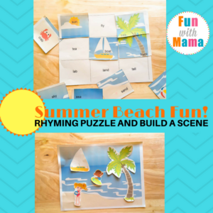Summer Beach Fun Rhyming Puzzle And Build A Scene Printables - Fun with ...
