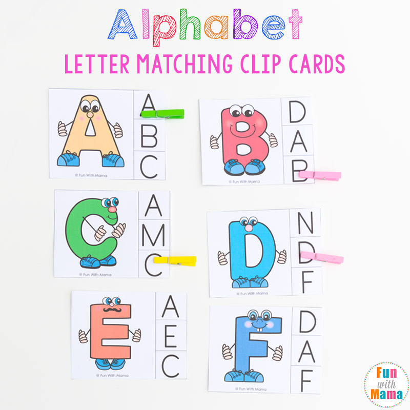 alphabet matching clip cards