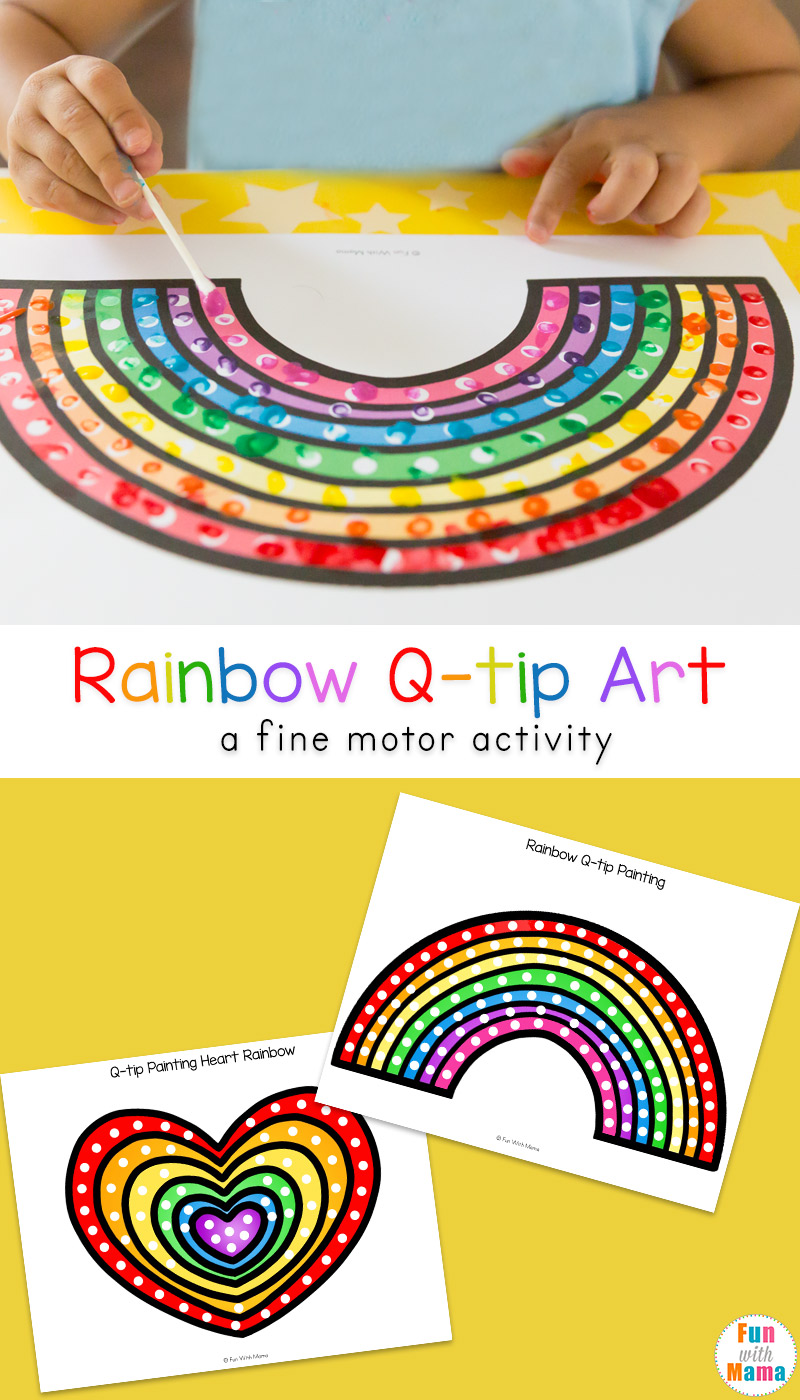 Rainbow Q Tip Art Printable Fun with Mama