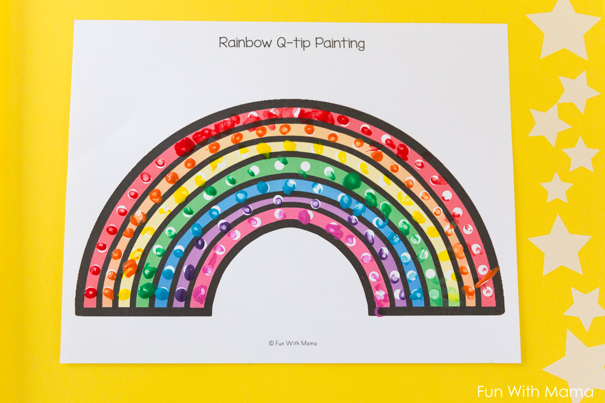Rainbow Q Tip Art Printable Fun with Mama