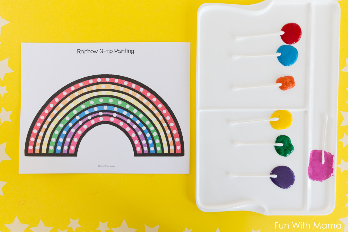 Rainbow Q Tip Painting Template