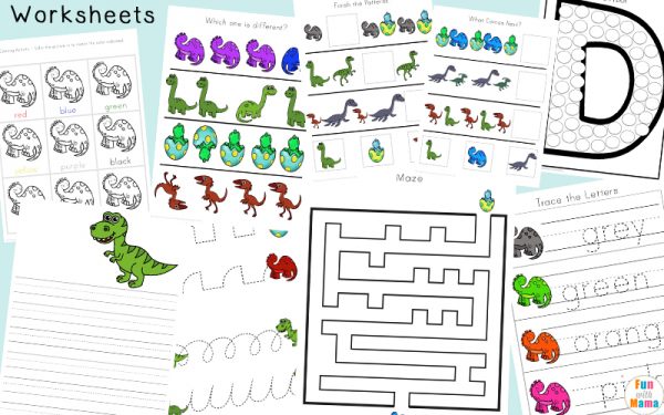 Dinosaur Preschool Printable Pack - Fun with Mama