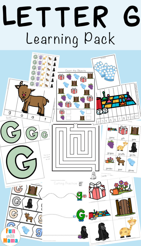 Free printable letter g activities, worksheets, crafts and learning pack.