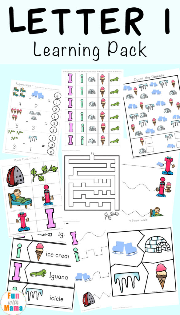 Free printable letter i activities, worksheets, crafts and learning pack.
