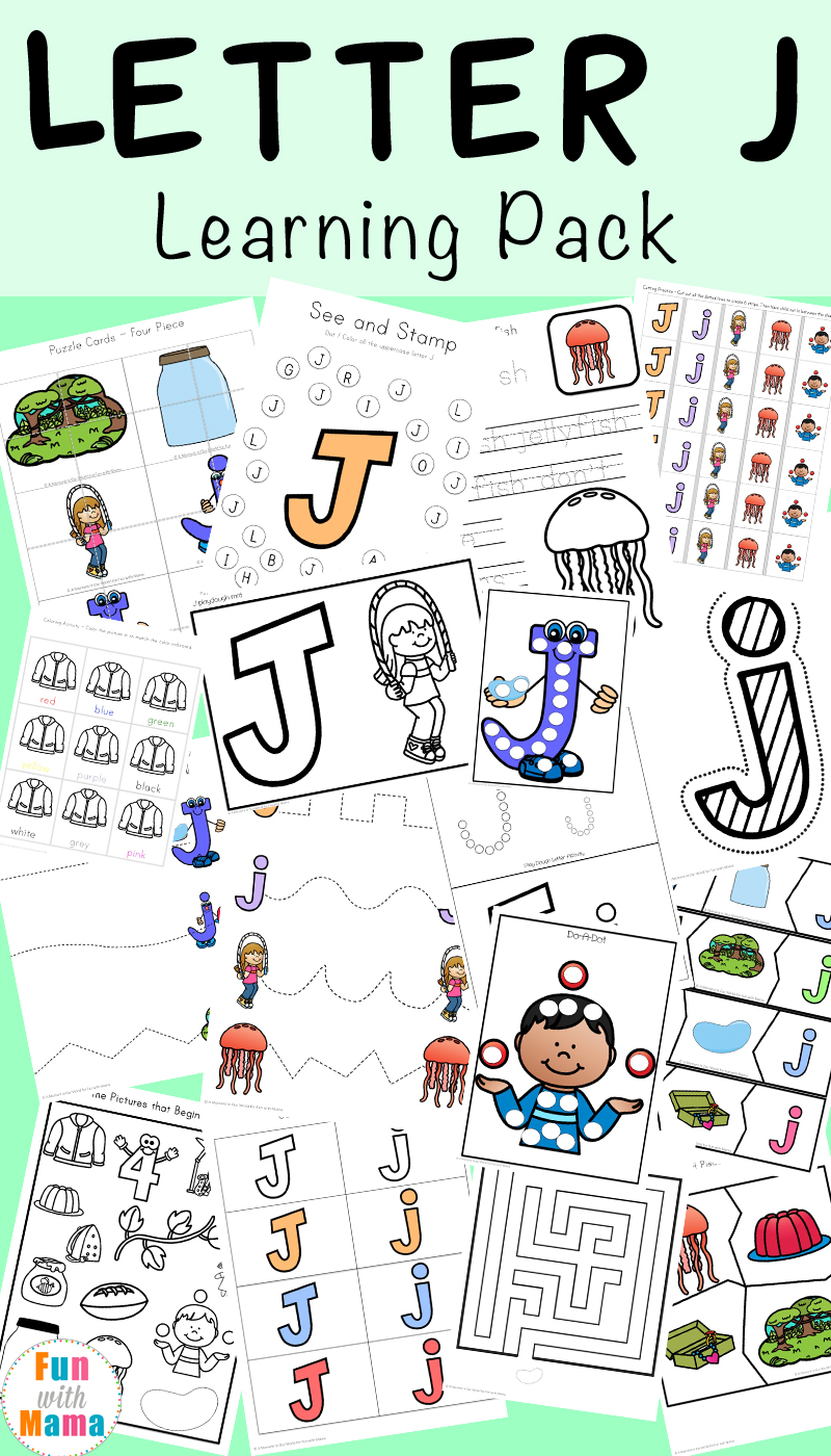 Free printable letter j activities, worksheets, crafts and learning pack.