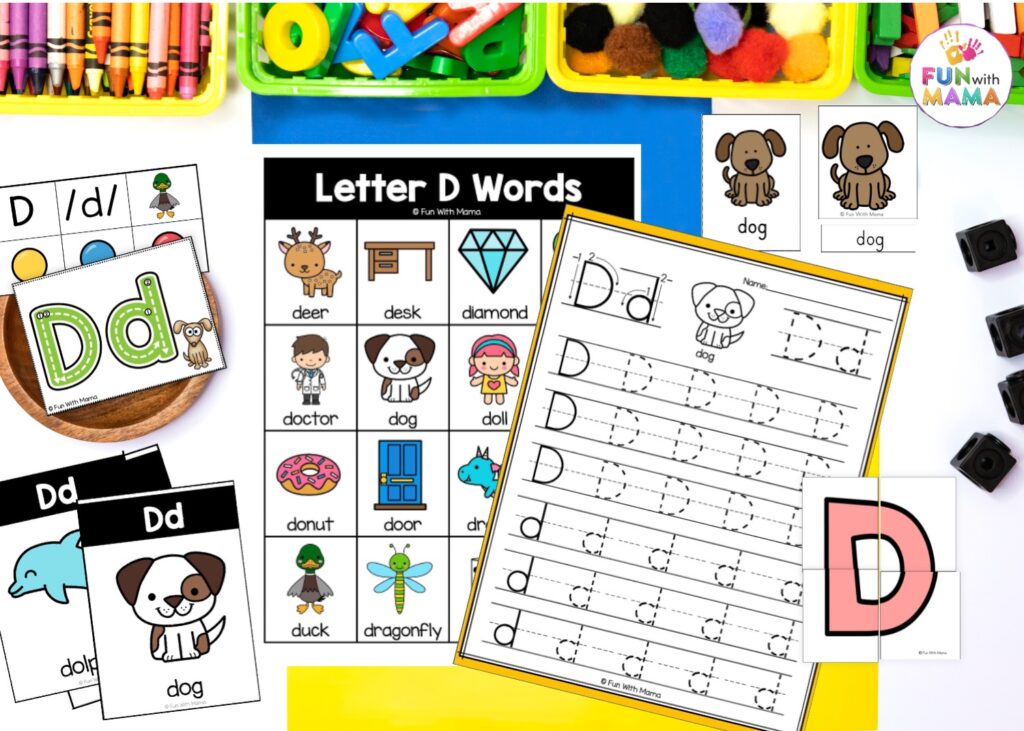 Letter of the week: LETTER D-NO PREP WORKSHEETS- LETTER D Alphabet