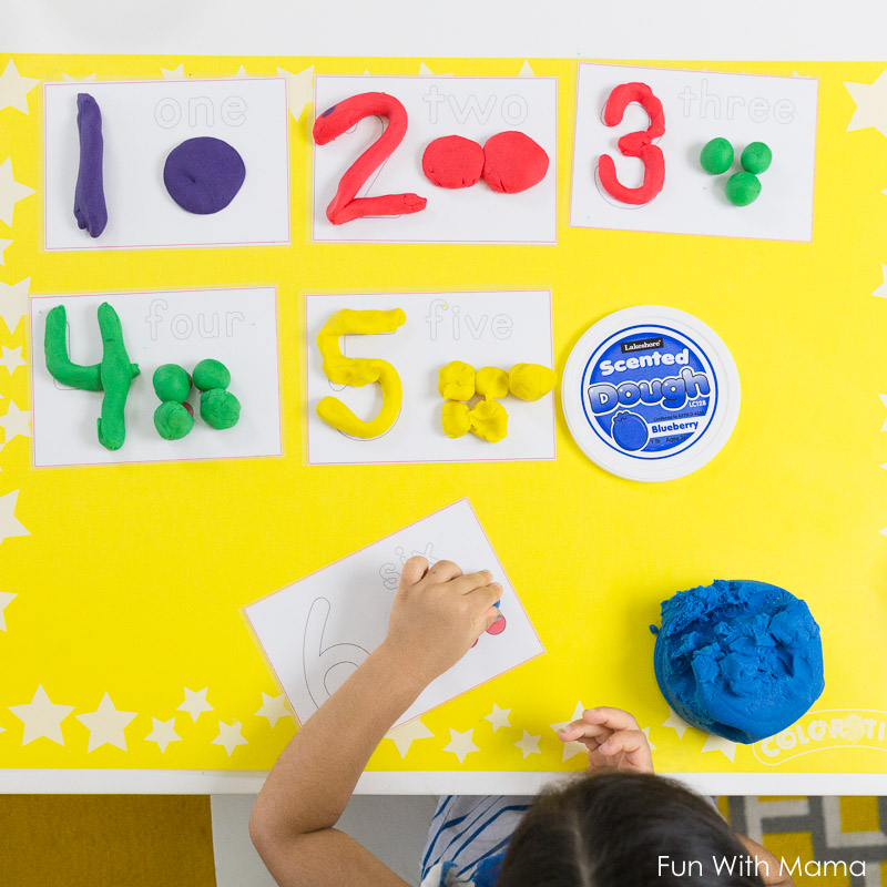 number play dough mats