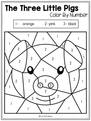 three little pigs color by number