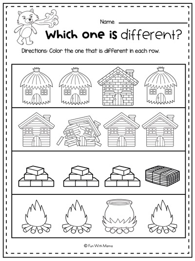 three little pigs worksheets