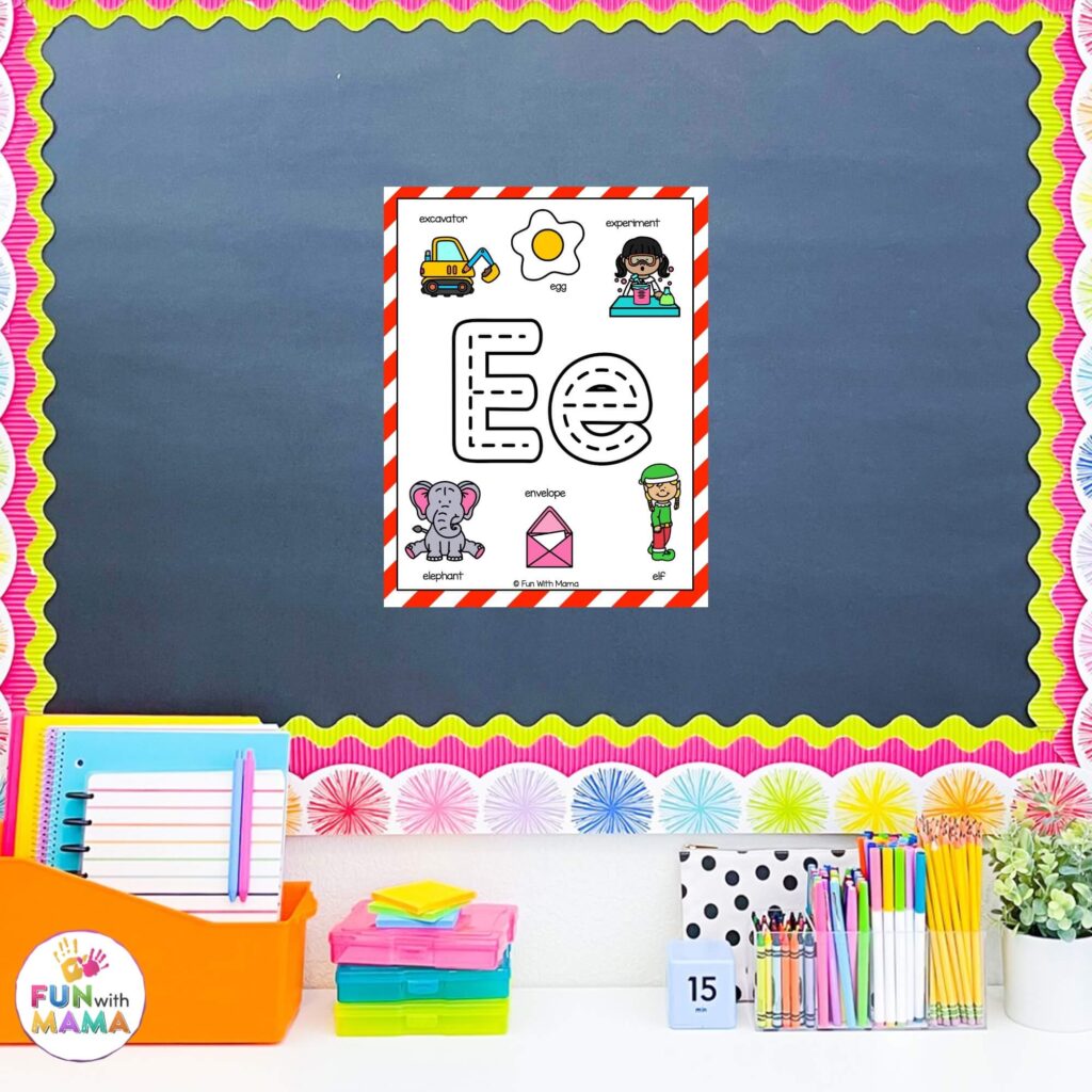 letter e letter sound card