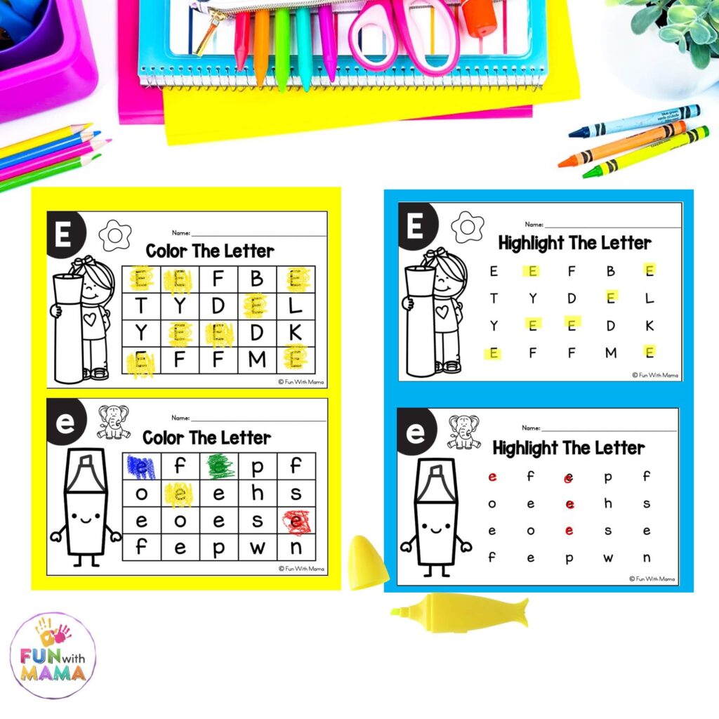 highlight, trace and color the letter