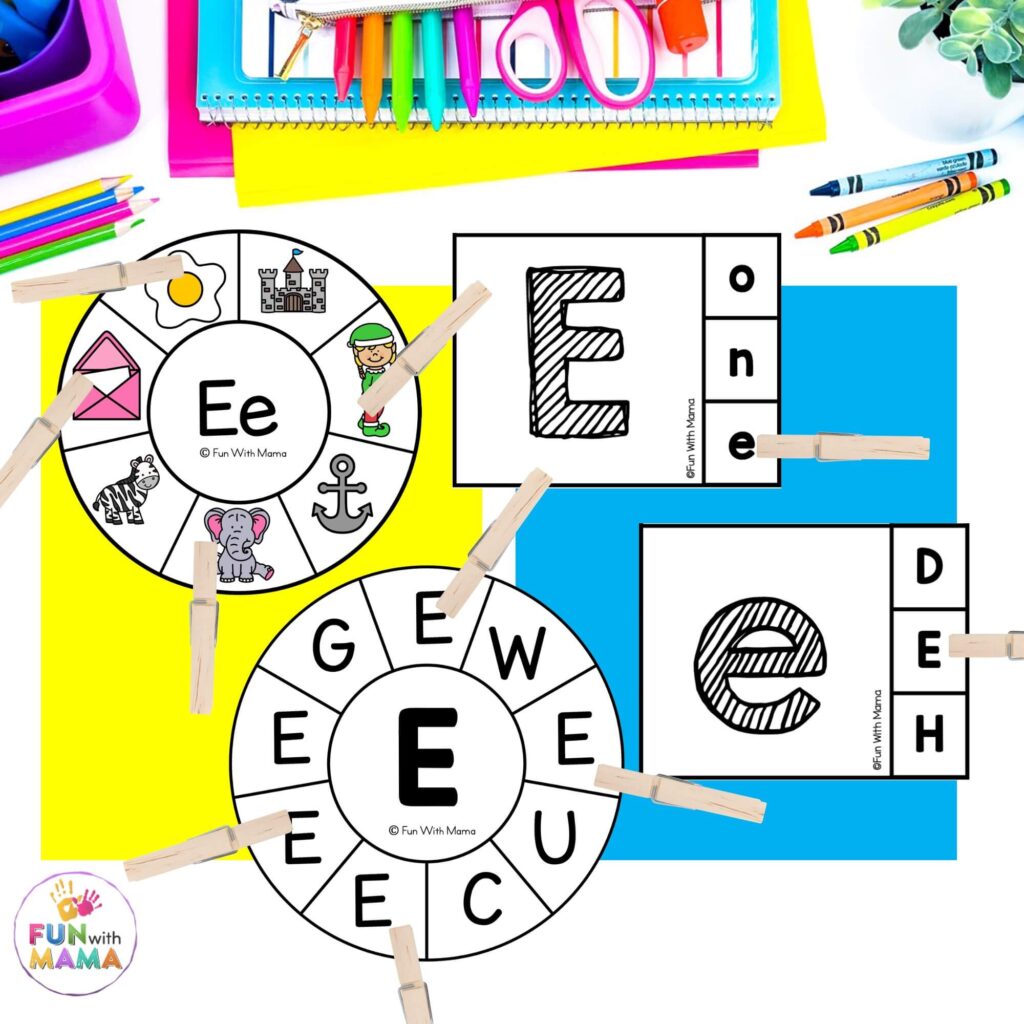 letter e clip cards