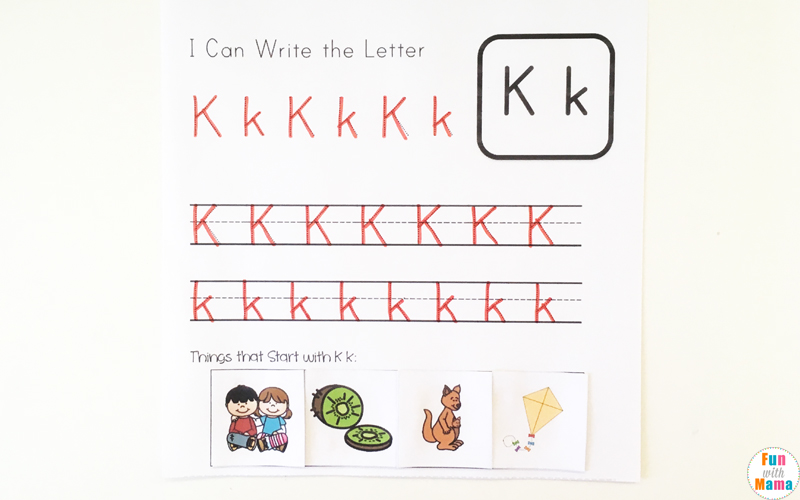 letter k tracing