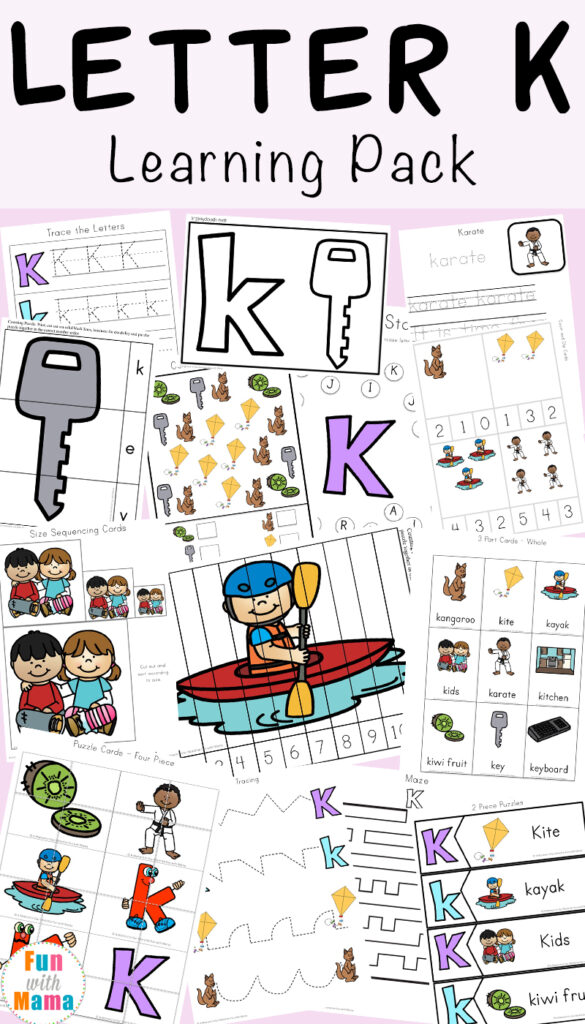 Free printable letter k activities, worksheets, crafts and learning pack.
