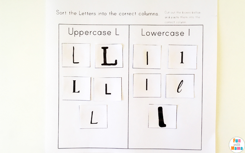 letter l lowercase and uppercase sorting